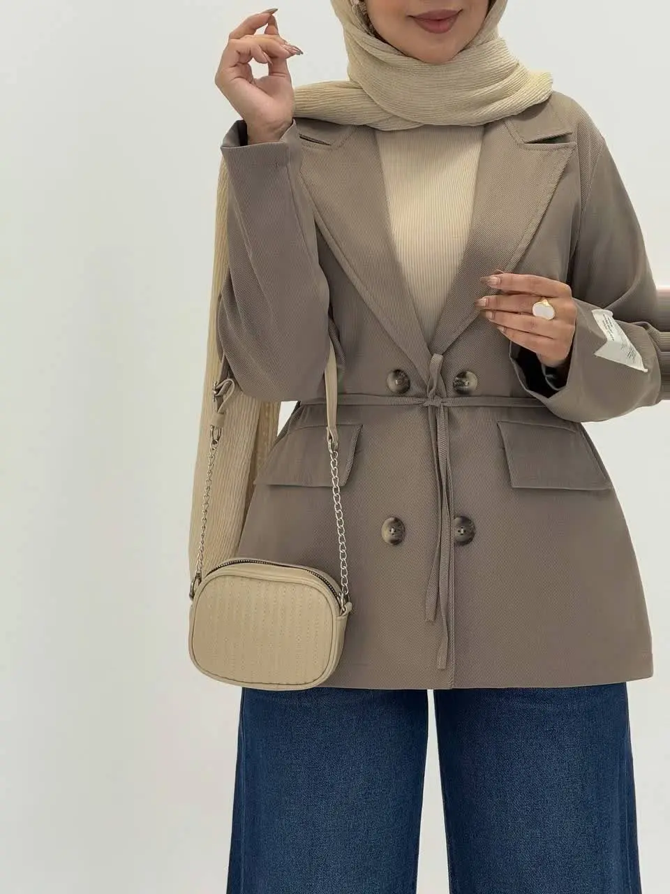 3582-مانتو کت کتان مارک